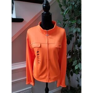 Nike Orange Zip Jacket 1X Plus Size Full Zip Logo Swoosh Just Do It Sportswear